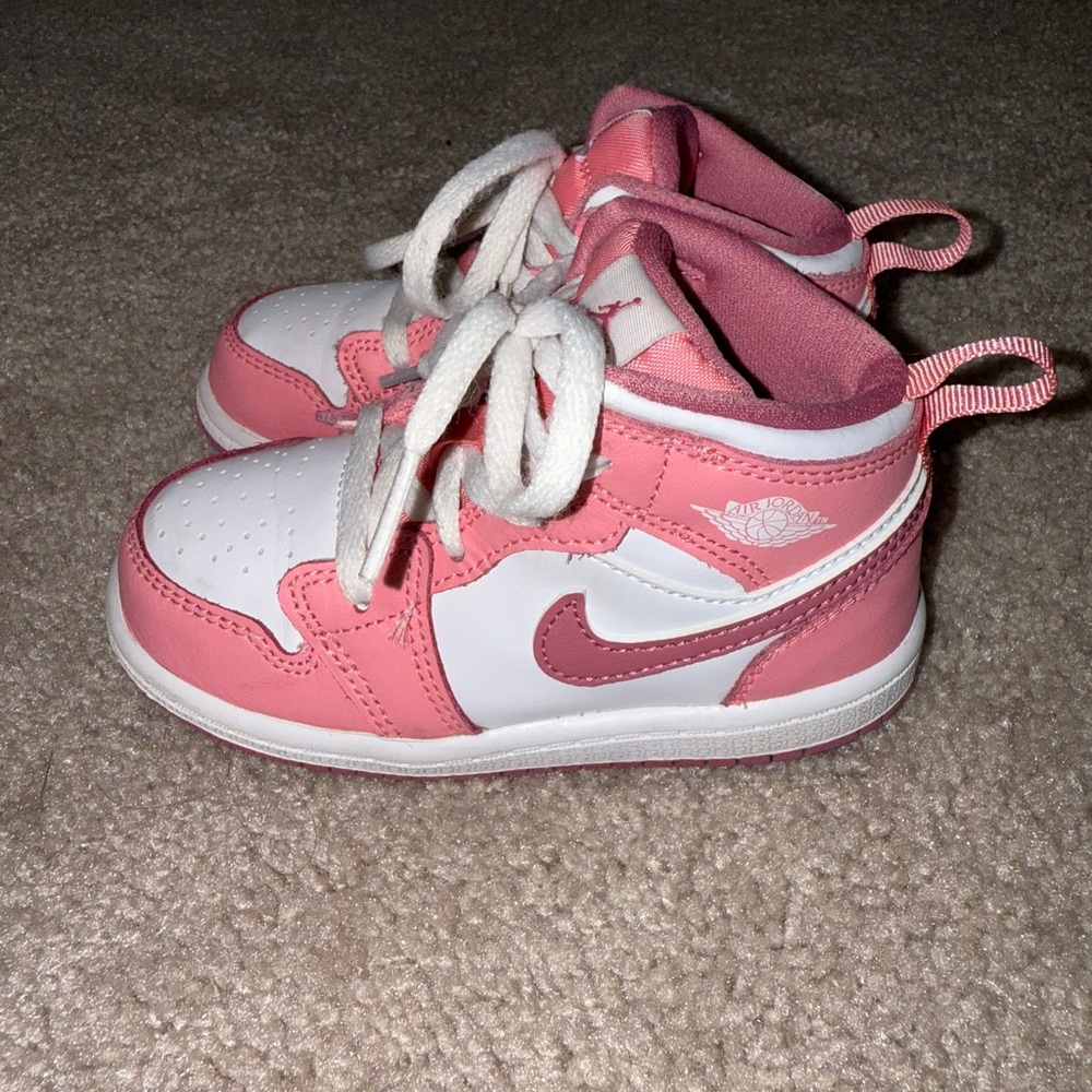 Jordan Kids Pink and White Sneakers